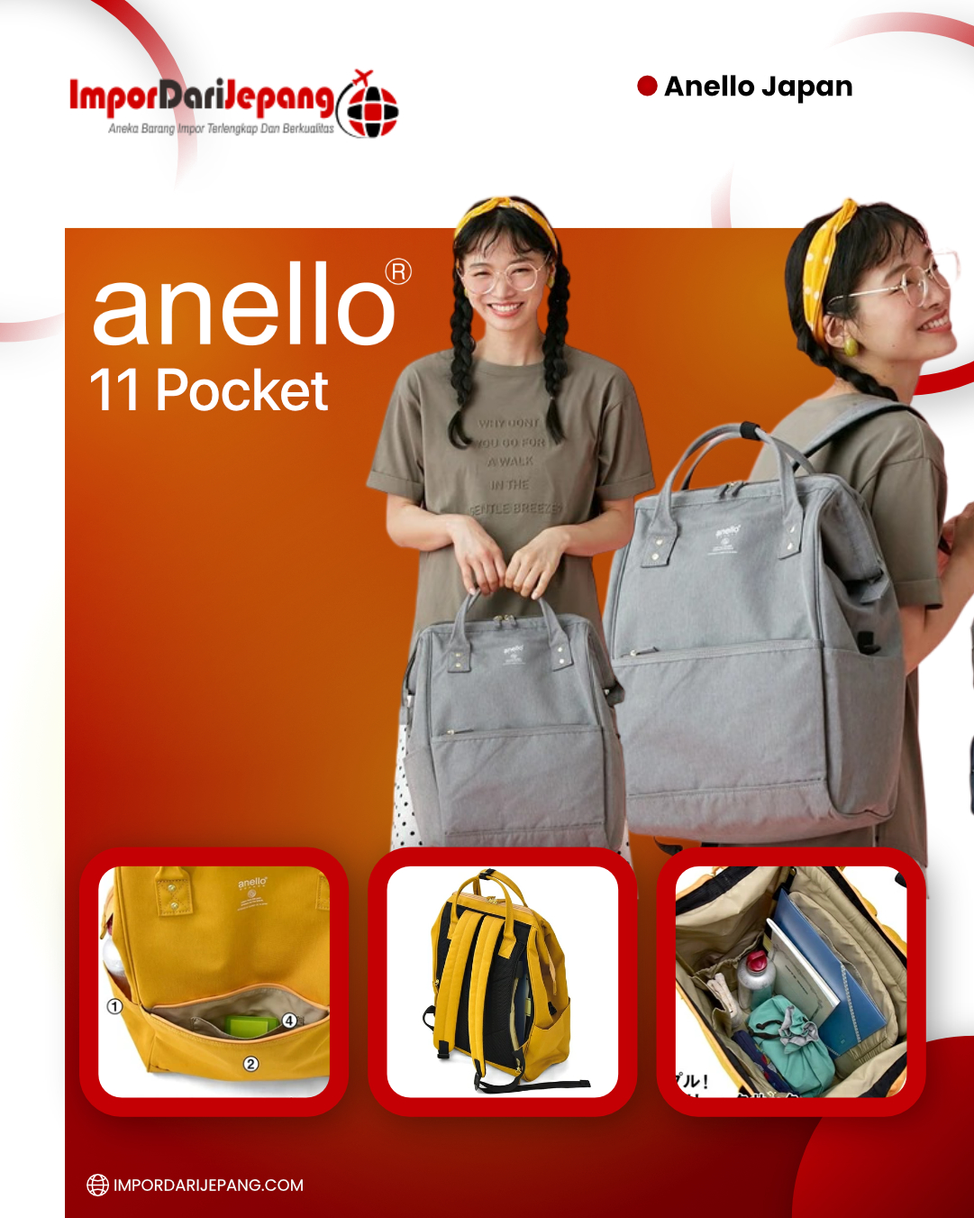 [Jastip] Ransel anello GRANDE – Anello Anello 11 Kantong Anti Air ...